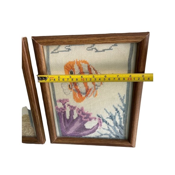 Tropical Fish Needlepoint Cross Stitch Frames Vintage Exotic 9x11 - Picture 4 of 5